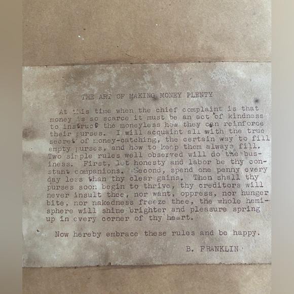 Vintage ‘The Art of Making Money Plenty’ Print Ben Franklin Americana Decor - Picture 5 of 7